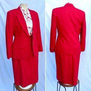 Vintage 1980s Ladies Red Pendleton Skirt Suit